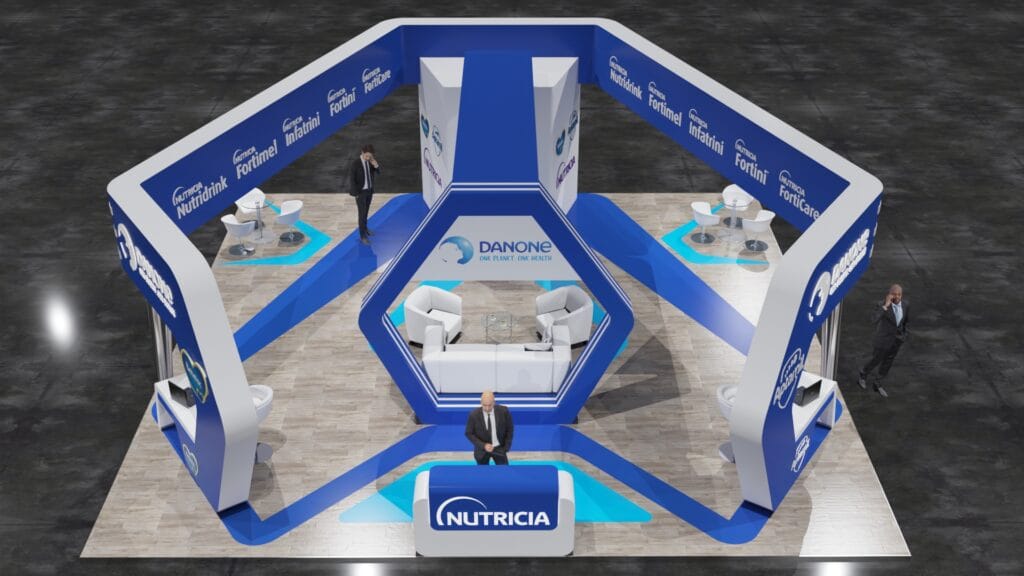 Trade show and exhibition booths - DANONE -Africa Health 2023 10m x 10m (2)- Option 1